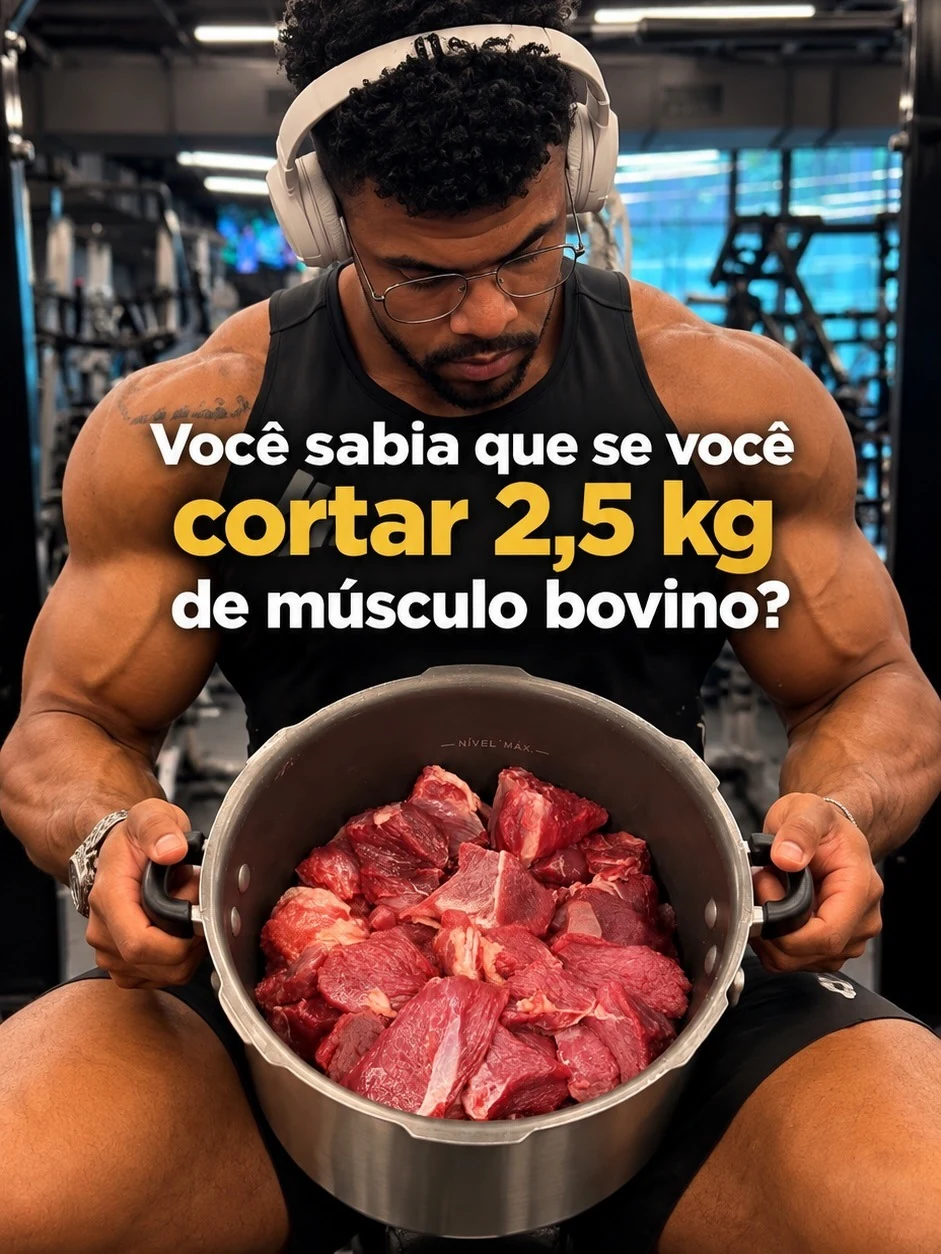 Dr. Dourado segurando uma panela com carne bovina em cubos